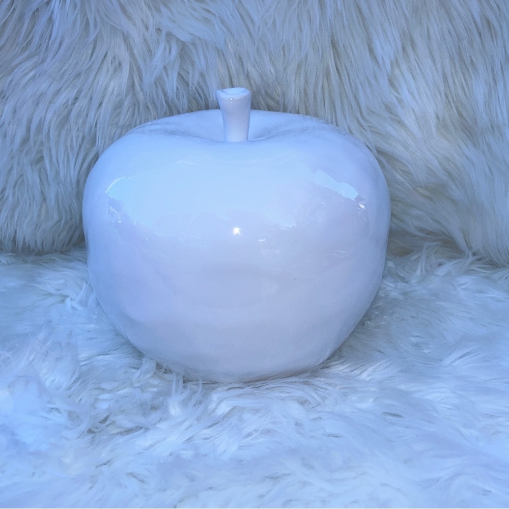 Large White Ceramic Apple Decor